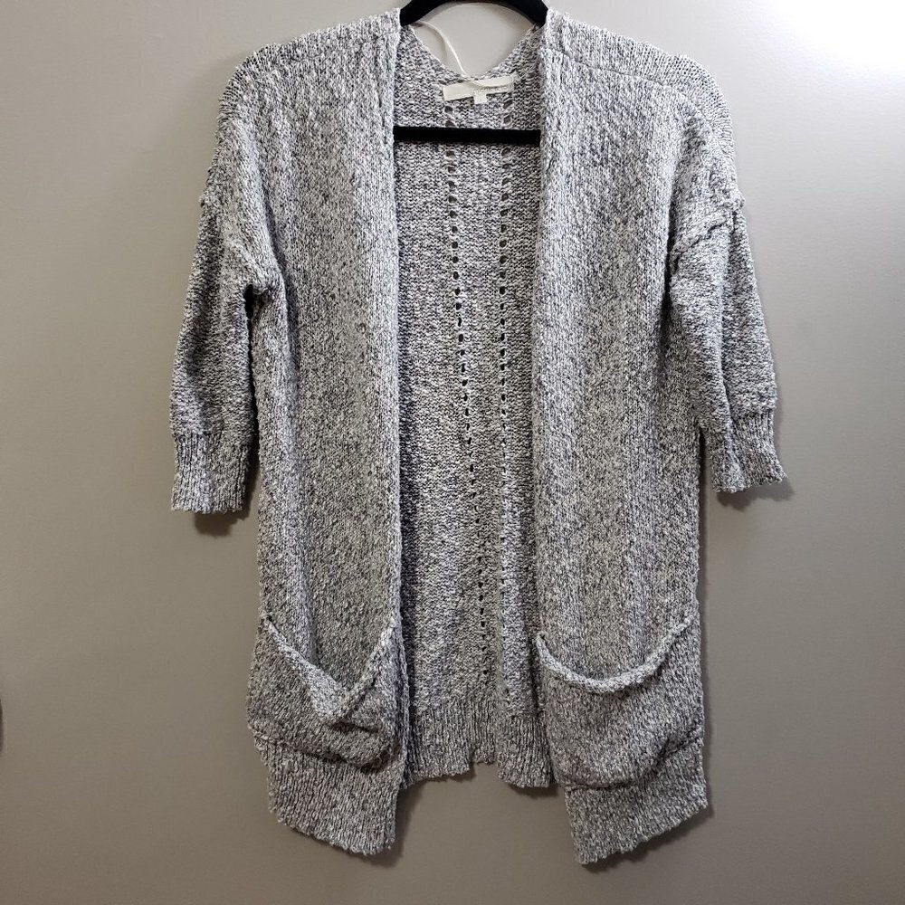 Monk & Lou * Open Knit Grey Crochet Cardigan * S - Picture 2 of 10